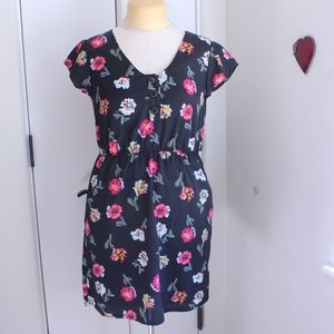 Tucker Black Floral Gathered Waist Dress